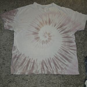 PINK Victoria's Secret Tie-Dye Short Sleeve Tee - Pink and White
